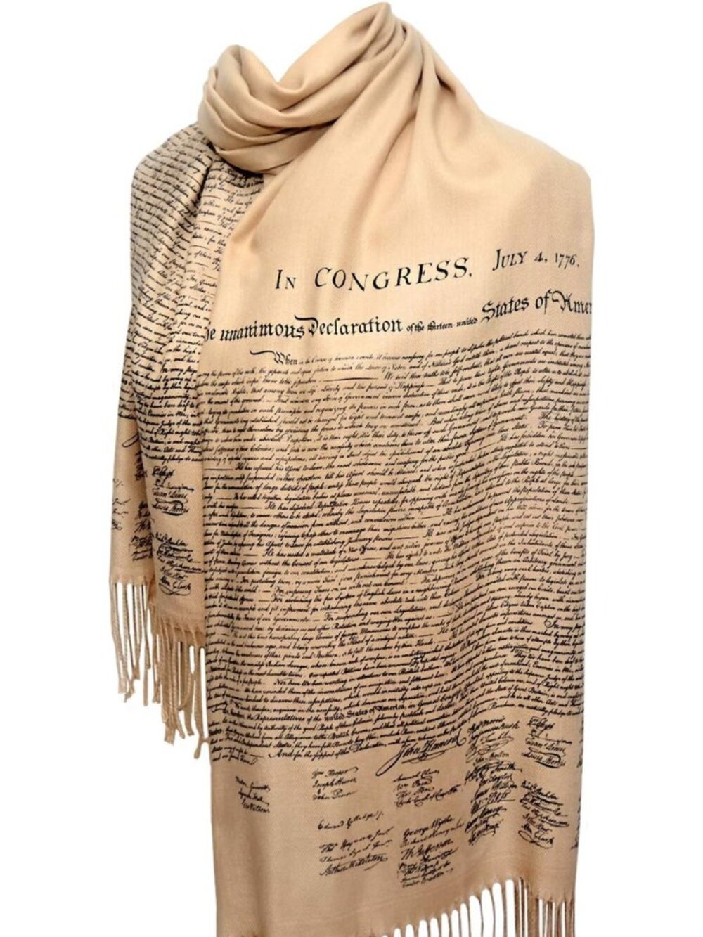 Vintage Declaration of Independence Scarf/Shawl - Unique Patriotic Accessory